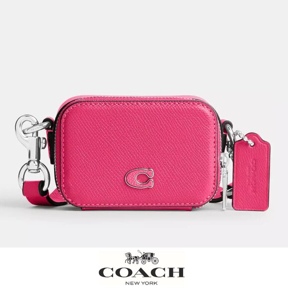 🥰 Coach Crossbody Pouch Bright Fuschia - Picture 1 of 13